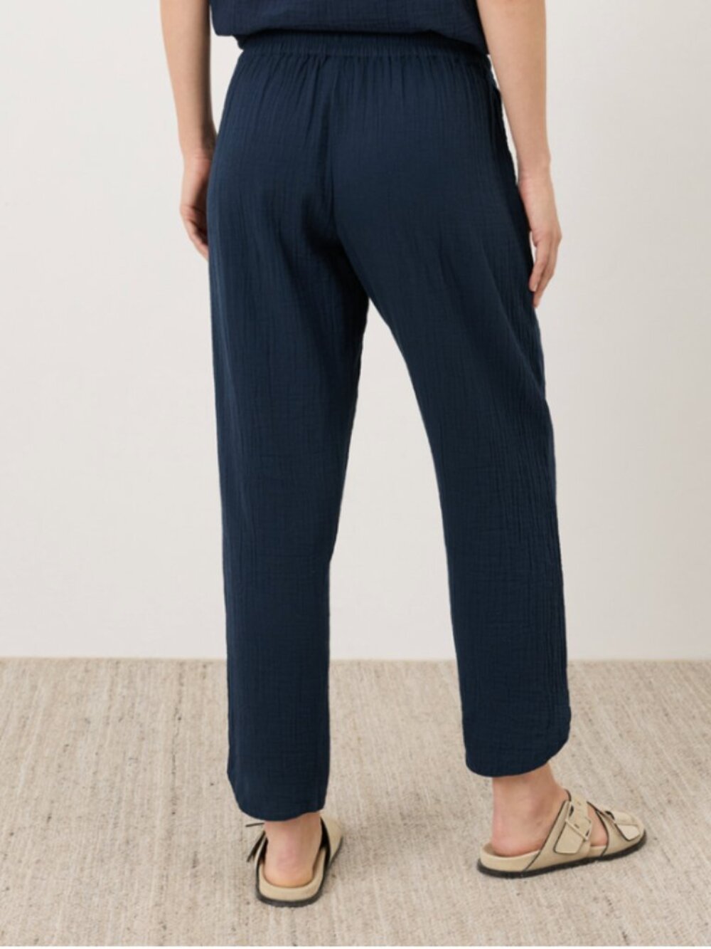 Pact Blue-Gray Cotton Tapered Drawstring Pants - Size S - Picture 7 of 8